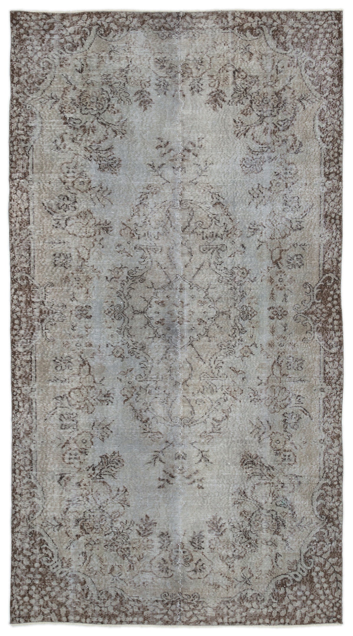 Gray Over Dyed Vintage Rug 4&#39;12&#39;&#39; x 9&#39;1&#39;&#39; ft 152 x 278 cm