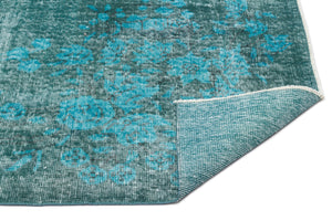 Turquoise  Over Dyed Vintage Rug 5'6'' x 9'0'' ft 168 x 275 cm