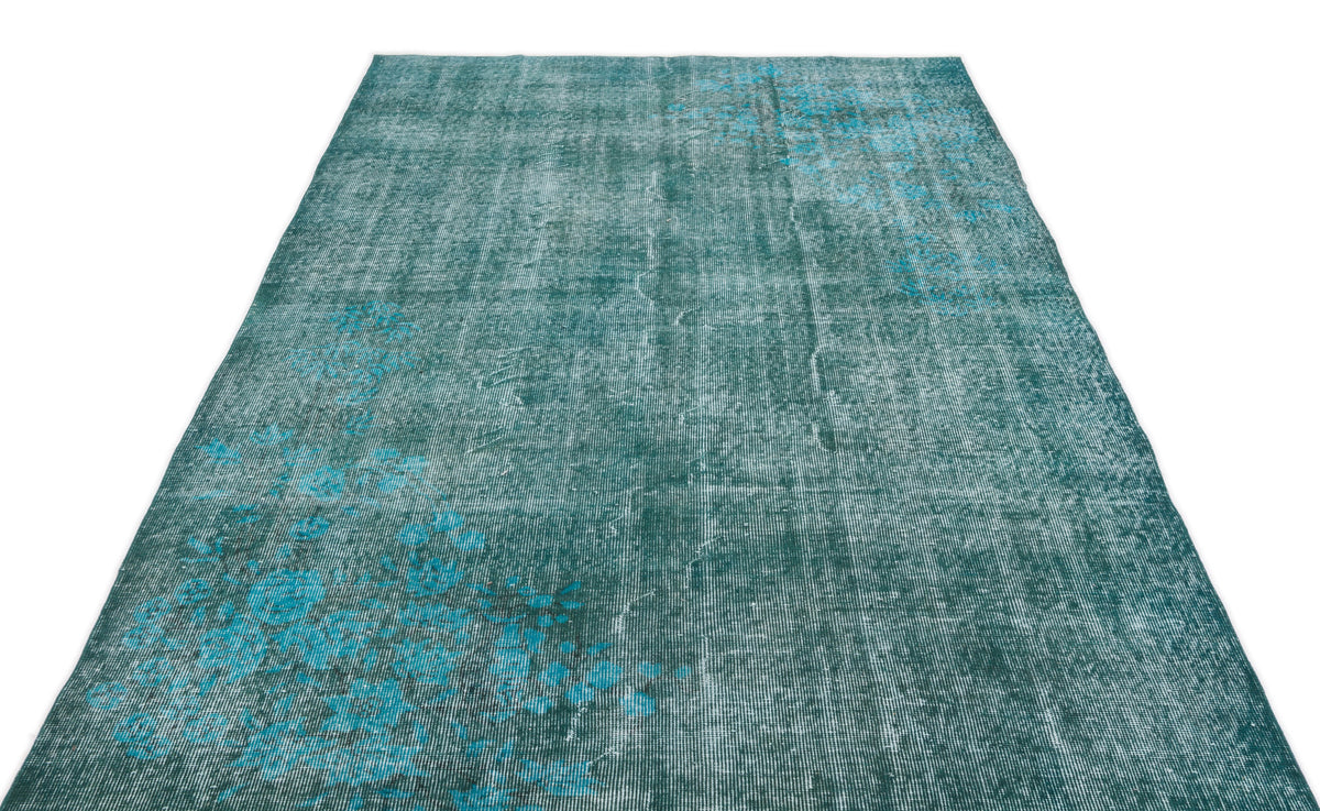 Turquoise  Over Dyed Vintage Rug 5&#39;6&#39;&#39; x 9&#39;0&#39;&#39; ft 168 x 275 cm