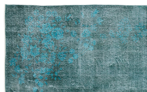 Turquoise  Over Dyed Vintage Rug 5'6'' x 9'0'' ft 168 x 275 cm
