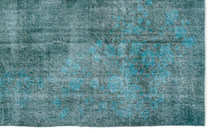 Turquoise  Over Dyed Vintage Rug 5'6'' x 9'0'' ft 168 x 275 cm
