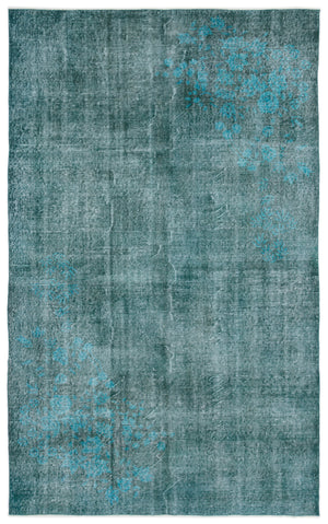 Turquoise  Over Dyed Vintage Rug 5'6'' x 9'0'' ft 168 x 275 cm