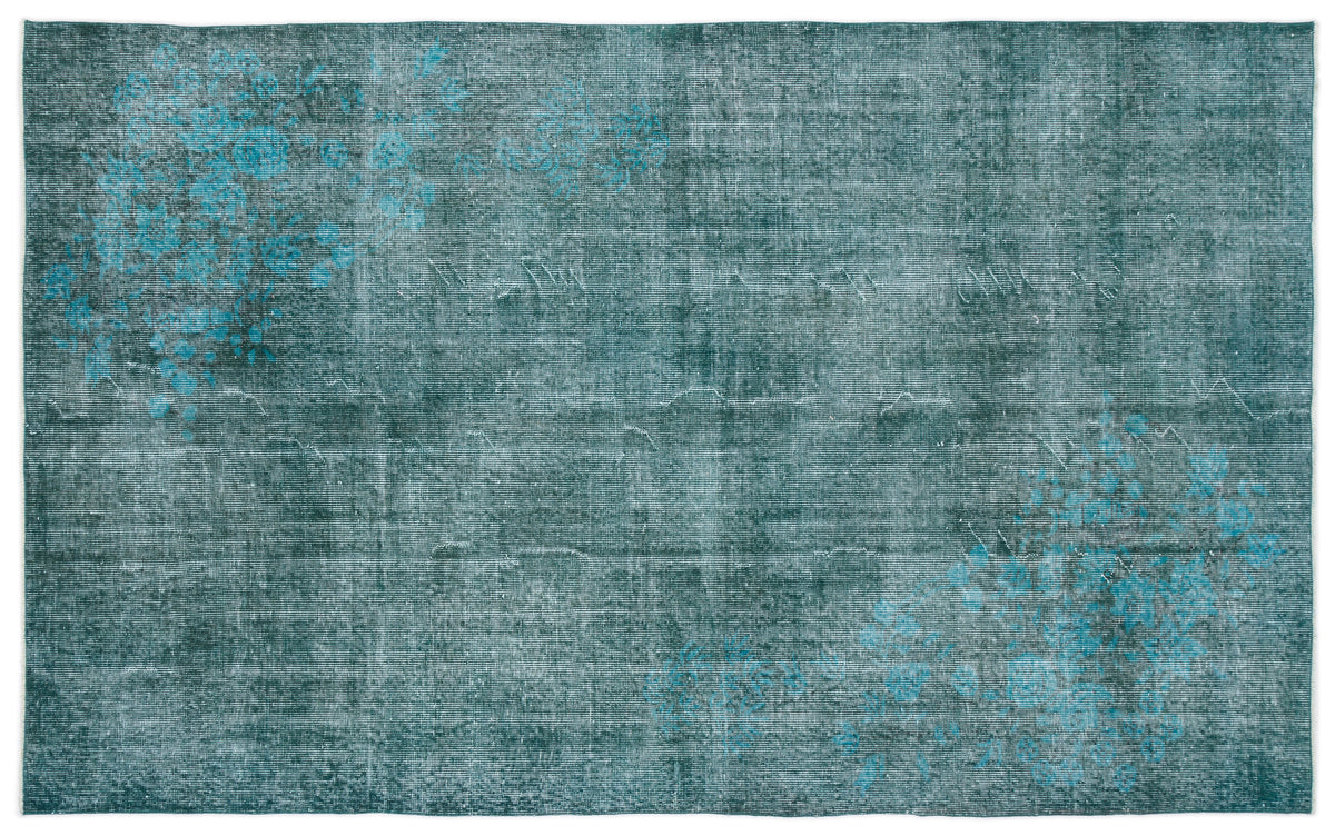 Turquoise  Over Dyed Vintage Rug 5&#39;6&#39;&#39; x 9&#39;0&#39;&#39; ft 168 x 275 cm