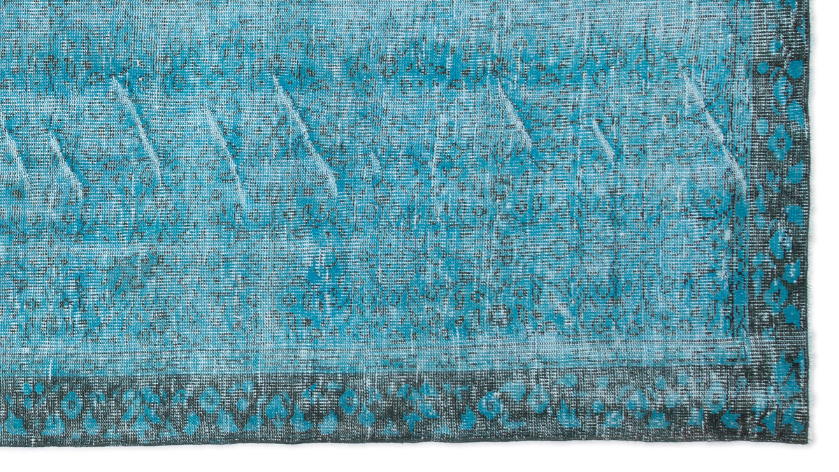 Turquoise  Over Dyed Vintage Rug 5&#39;1&#39;&#39; x 9&#39;7&#39;&#39; ft 155 x 291 cm