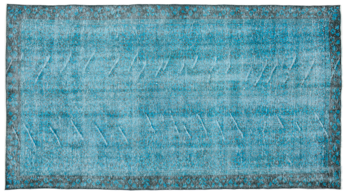 Turquoise  Over Dyed Vintage Rug 5&#39;1&#39;&#39; x 9&#39;7&#39;&#39; ft 155 x 291 cm