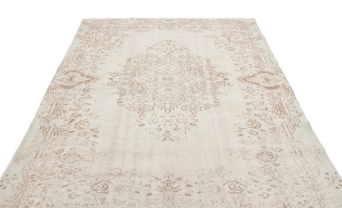 Beige Over Dyed Vintage Rug 6&#39;2&#39;&#39; x 9&#39;4&#39;&#39; ft 187 x 285 cm