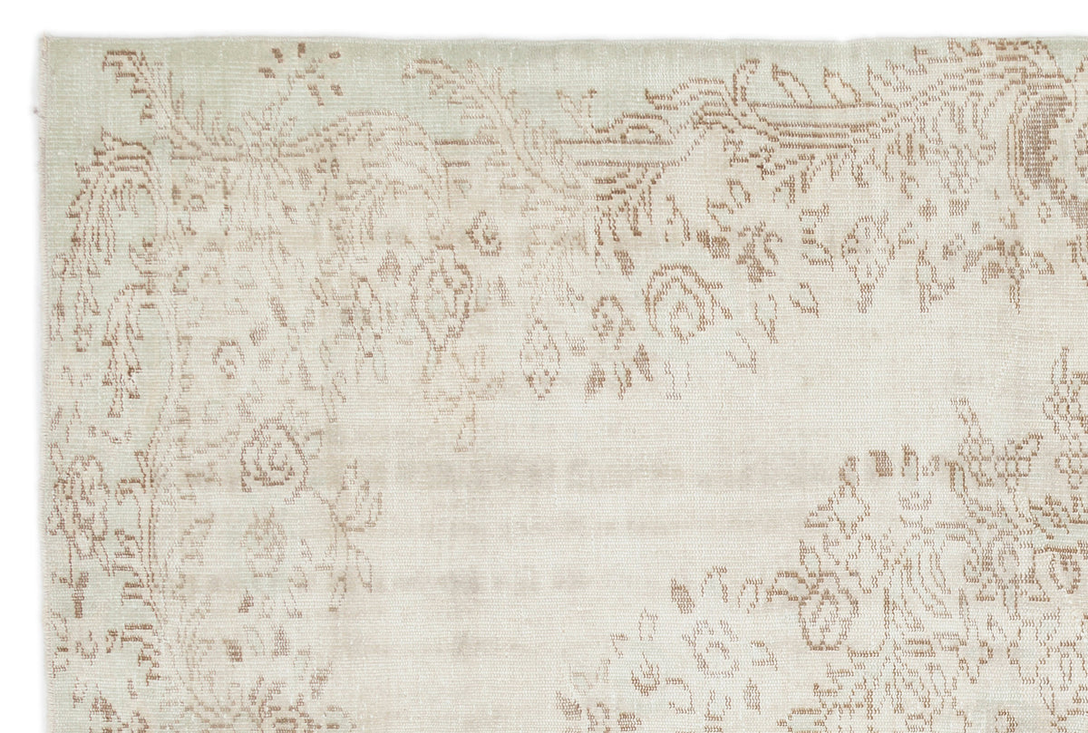 Beige Over Dyed Vintage Rug 6&#39;2&#39;&#39; x 9&#39;4&#39;&#39; ft 187 x 285 cm