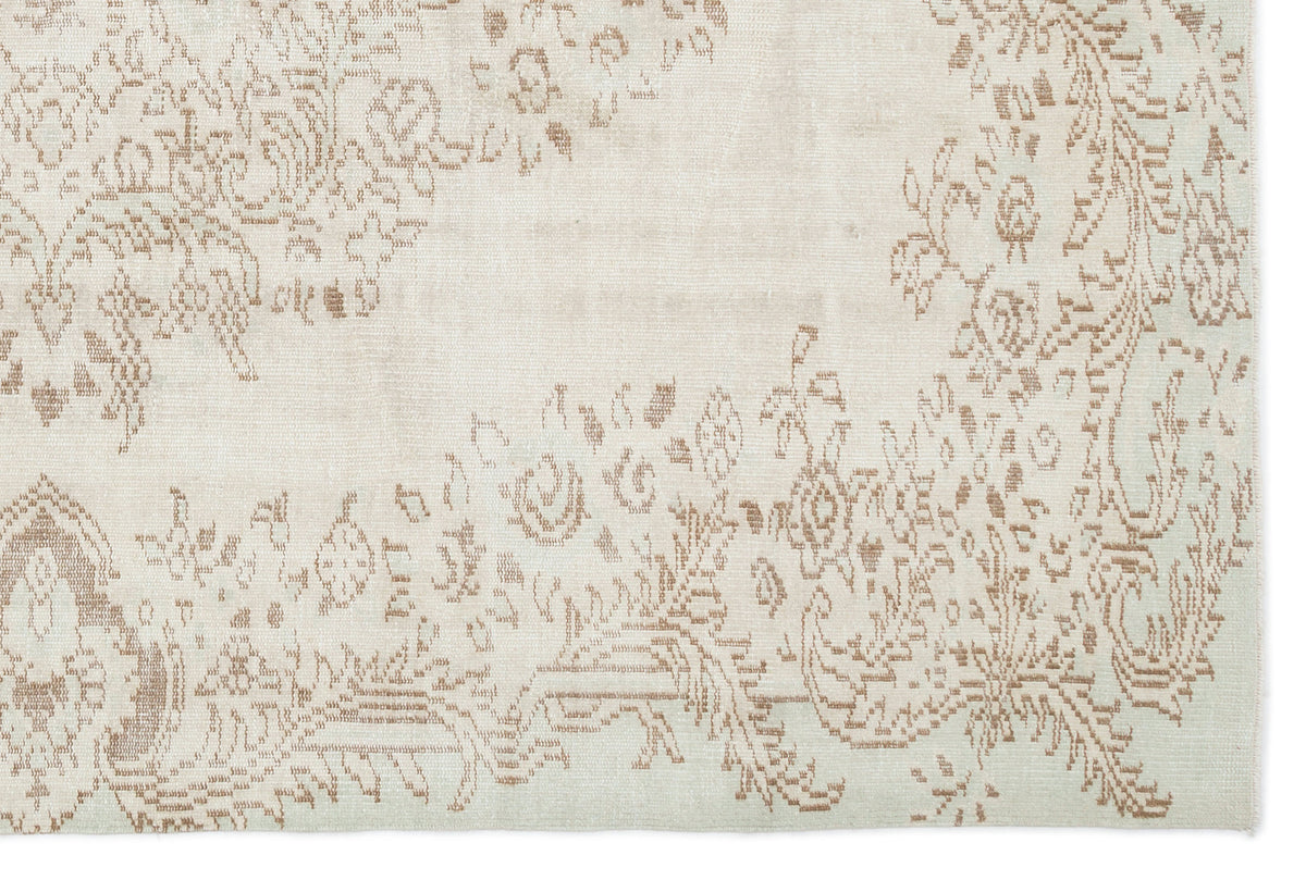 Beige Over Dyed Vintage Rug 6&#39;2&#39;&#39; x 9&#39;4&#39;&#39; ft 187 x 285 cm