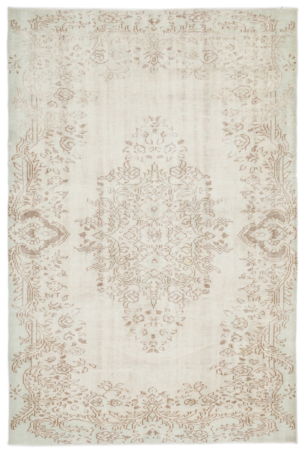 Beige Over Dyed Vintage Rug 6&#39;2&#39;&#39; x 9&#39;4&#39;&#39; ft 187 x 285 cm