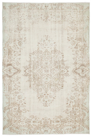 Beige Over Dyed Vintage Rug 6'2'' x 9'4'' ft 187 x 285 cm