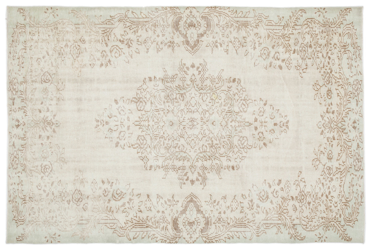 Beige Over Dyed Vintage Rug 6&#39;2&#39;&#39; x 9&#39;4&#39;&#39; ft 187 x 285 cm