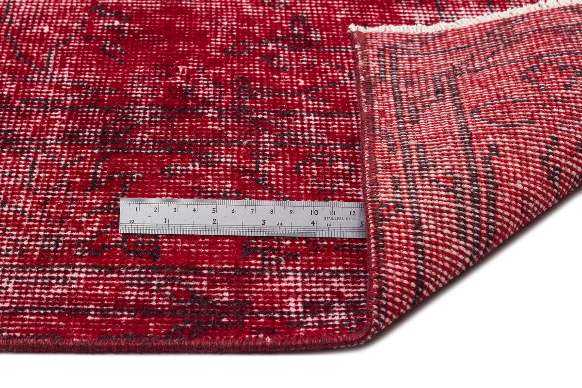 Red Over Dyed Vintage Rug 5&#39;7&#39;&#39; x 9&#39;5&#39;&#39; ft 171 x 287 cm