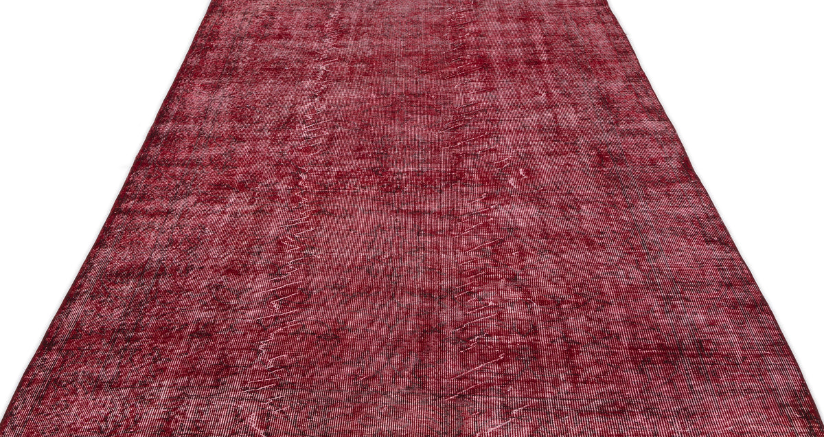 Red Over Dyed Vintage Rug 5&#39;7&#39;&#39; x 9&#39;5&#39;&#39; ft 171 x 287 cm