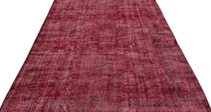 Red Over Dyed Vintage Rug 5'7'' x 9'5'' ft 171 x 287 cm
