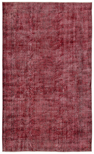 Red Over Dyed Vintage Rug 5'7'' x 9'5'' ft 171 x 287 cm