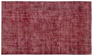 Red Over Dyed Vintage Rug 5'7'' x 9'5'' ft 171 x 287 cm