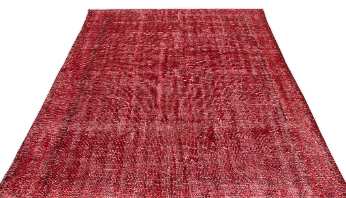 Red Over Dyed Vintage Rug 5&#39;9&#39;&#39; x 9&#39;11&#39;&#39; ft 175 x 301 cm