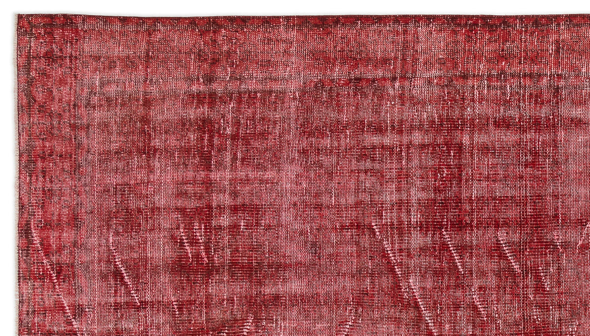 Red Over Dyed Vintage Rug 5&#39;9&#39;&#39; x 9&#39;11&#39;&#39; ft 175 x 301 cm