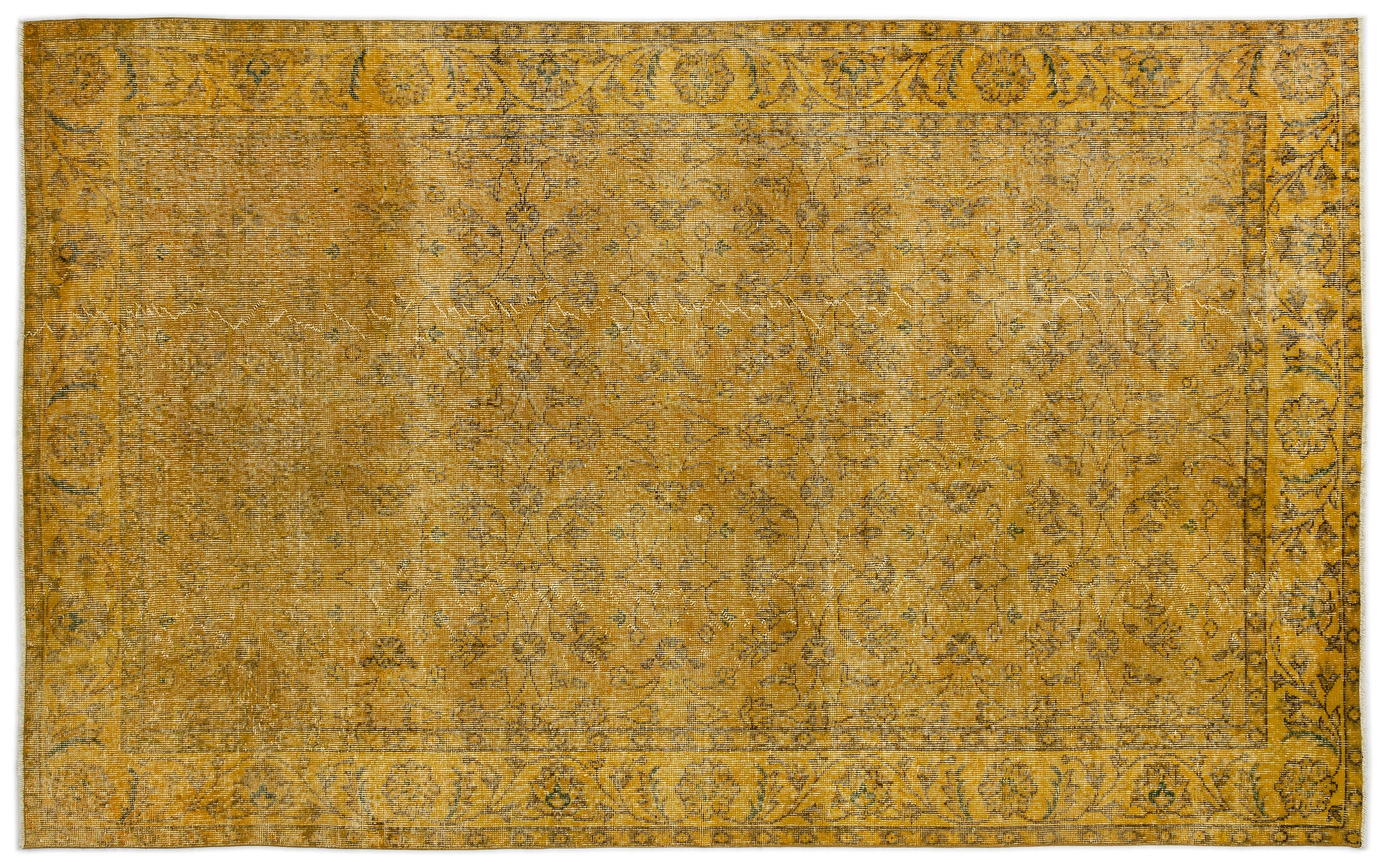 Yellow Over Dyed Vintage Rug 5'5'' x 8'8'' ft 165 x 264 cm