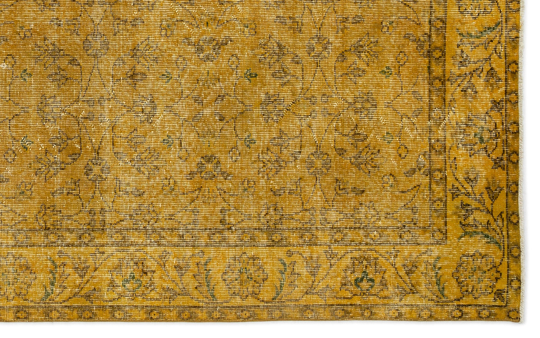 Yellow Over Dyed Vintage Rug 5'5'' x 8'8'' ft 165 x 264 cm