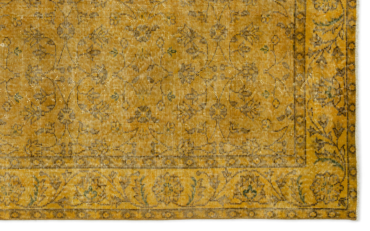 Yellow Over Dyed Vintage Rug 5&#39;5&#39;&#39; x 8&#39;8&#39;&#39; ft 165 x 264 cm