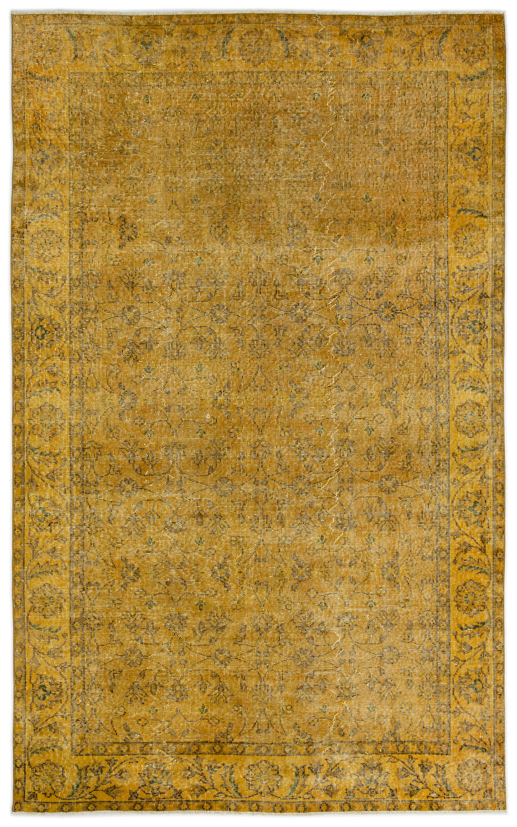 Yellow Over Dyed Vintage Rug 5'5'' x 8'8'' ft 165 x 264 cm