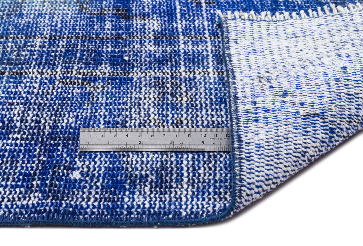 Blue Over Dyed Vintage Rug 6&#39;2&#39;&#39; x 8&#39;9&#39;&#39; ft 188 x 266 cm