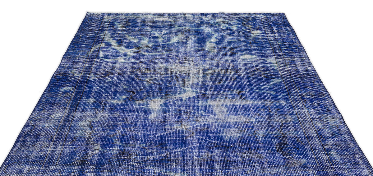Blue Over Dyed Vintage Rug 6&#39;2&#39;&#39; x 8&#39;9&#39;&#39; ft 188 x 266 cm