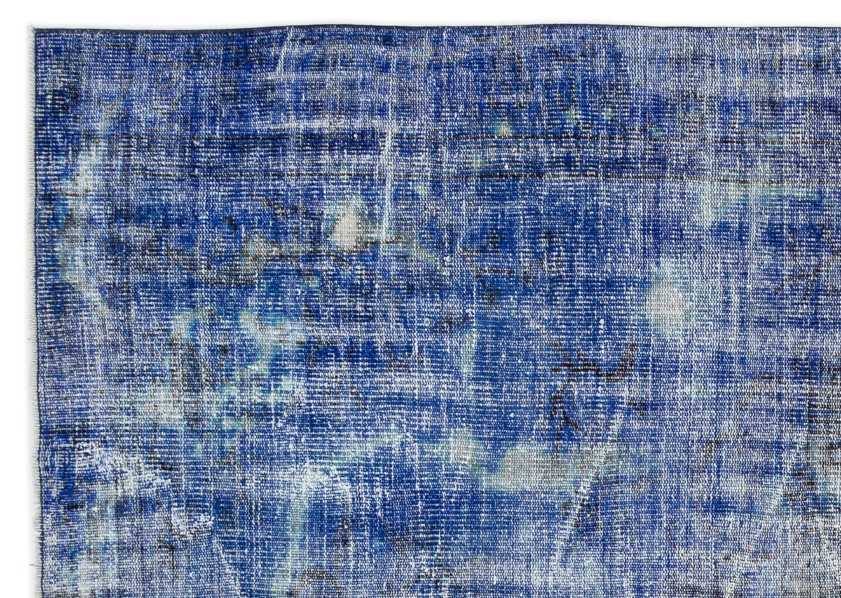 Blue Over Dyed Vintage Rug 6&#39;2&#39;&#39; x 8&#39;9&#39;&#39; ft 188 x 266 cm
