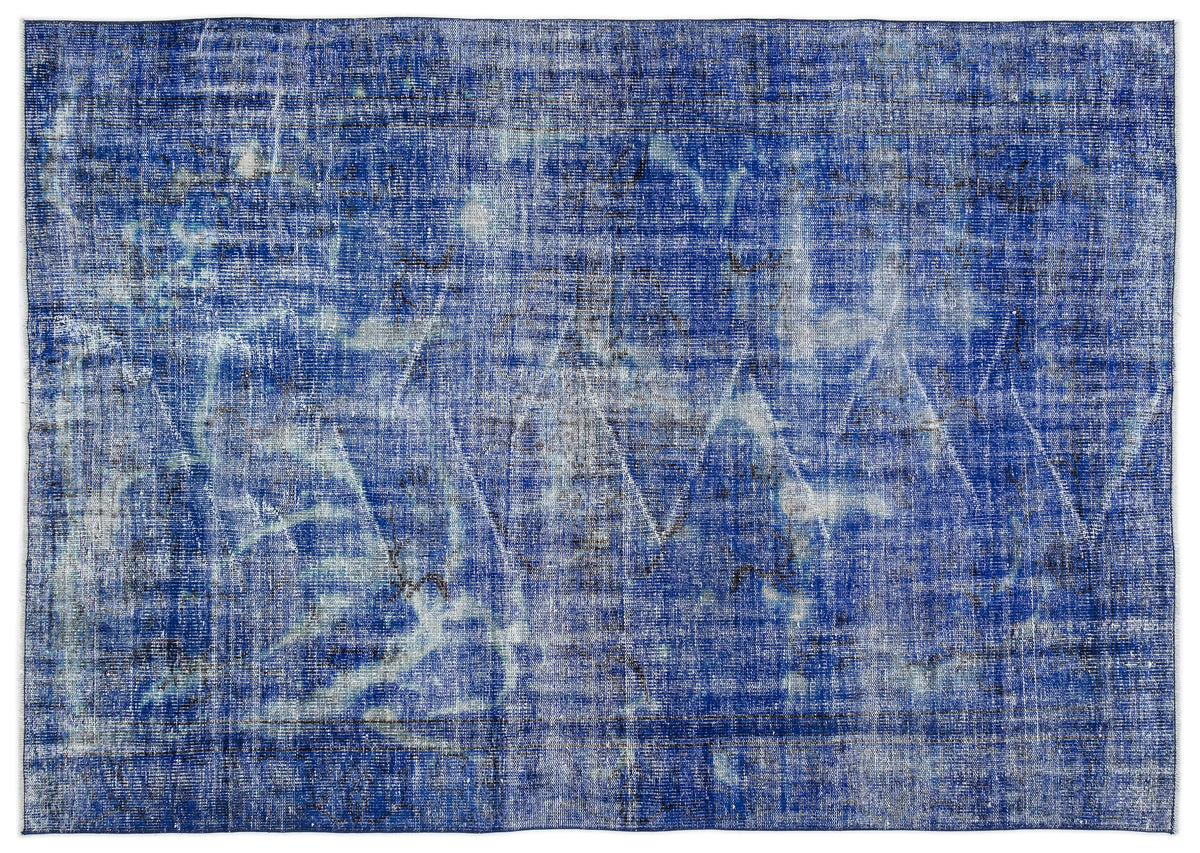 Blue Over Dyed Vintage Rug 6&#39;2&#39;&#39; x 8&#39;9&#39;&#39; ft 188 x 266 cm