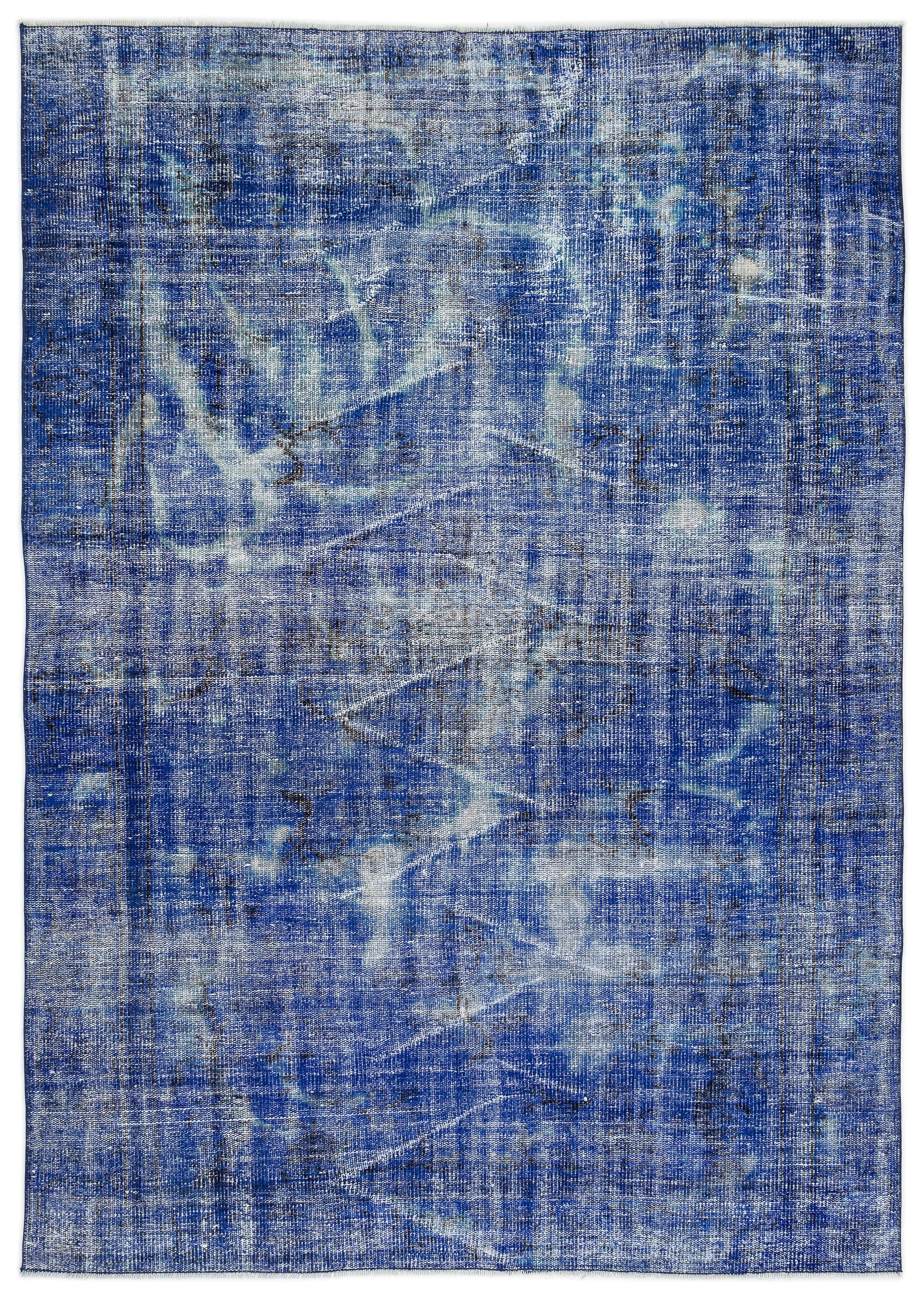 Blue Over Dyed Vintage Rug 6'2'' x 8'9'' ft 188 x 266 cm