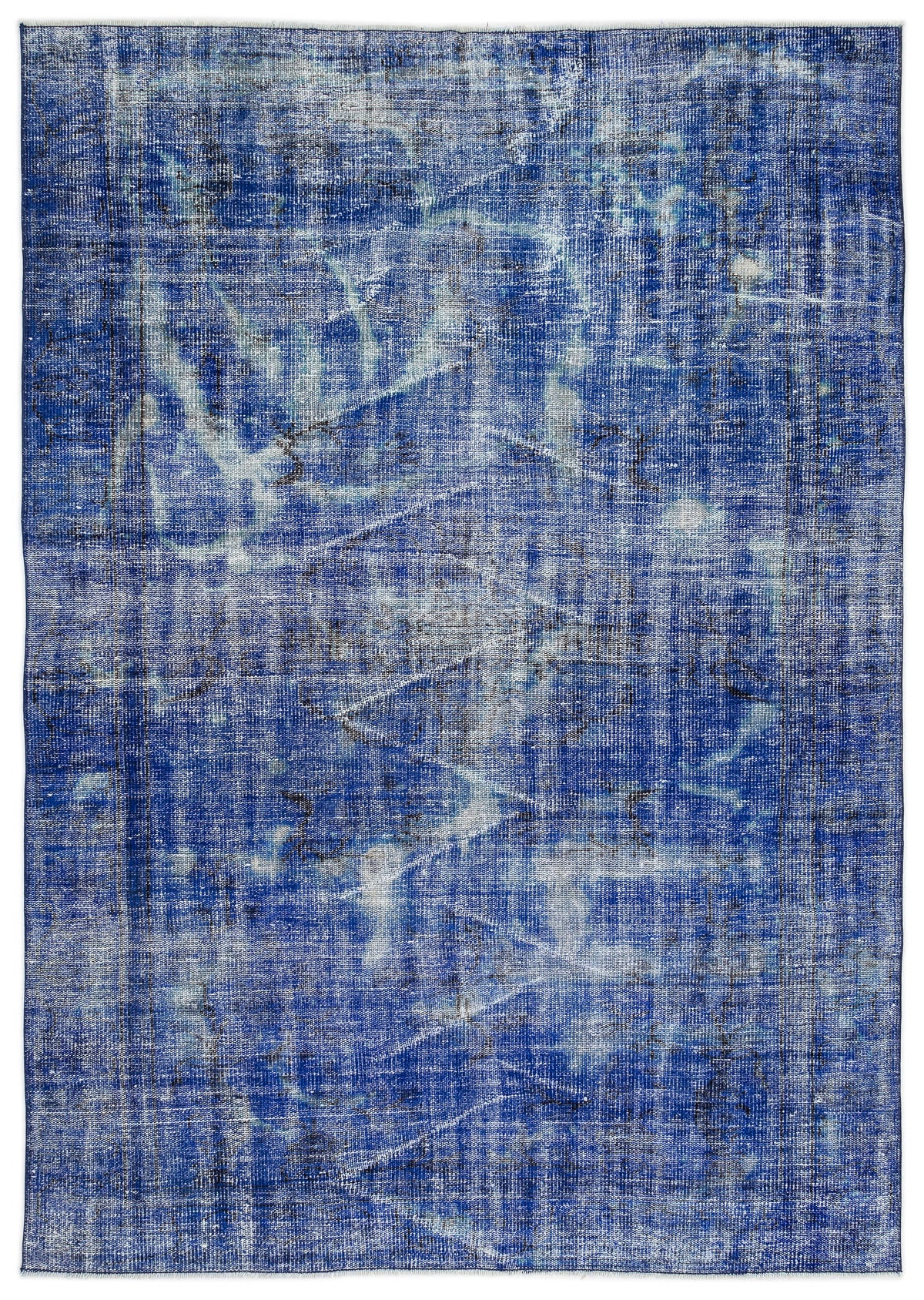 Blue Over Dyed Vintage Rug 6&#39;2&#39;&#39; x 8&#39;9&#39;&#39; ft 188 x 266 cm