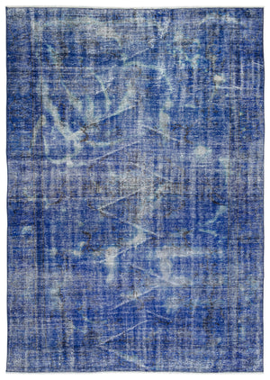 Blue Over Dyed Vintage Rug 6'2'' x 8'9'' ft 188 x 266 cm