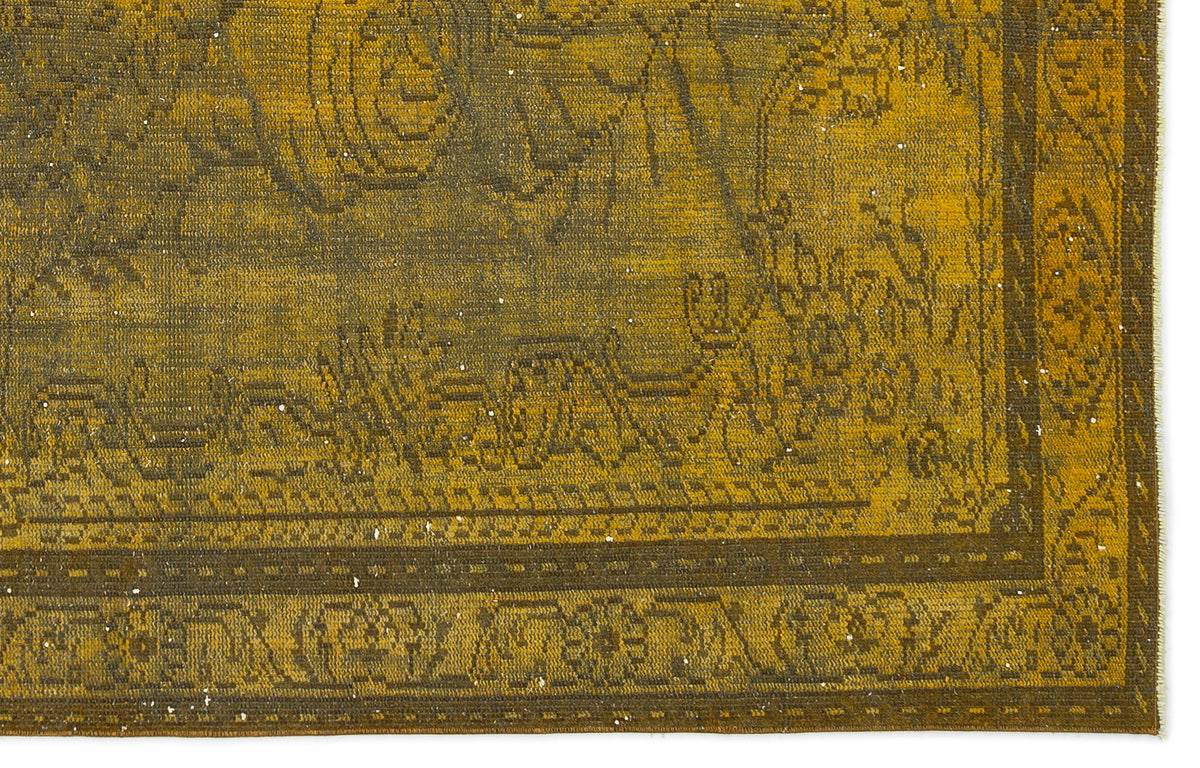 Yellow Over Dyed Vintage Rug 5&#39;8&#39;&#39; x 8&#39;12&#39;&#39; ft 172 x 274 cm