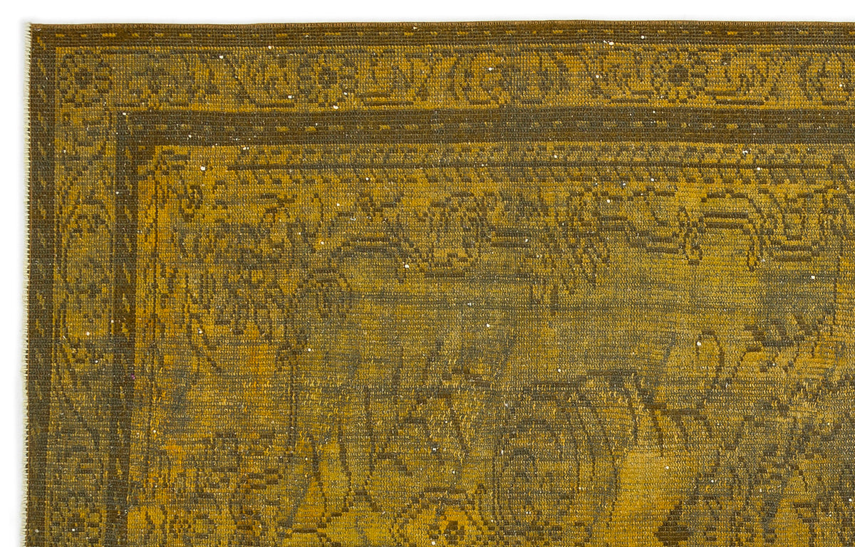 Yellow Over Dyed Vintage Rug 5&#39;8&#39;&#39; x 8&#39;12&#39;&#39; ft 172 x 274 cm