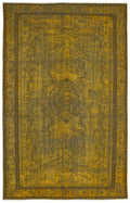 Yellow Over Dyed Vintage Rug 5'8'' x 8'12'' ft 172 x 274 cm