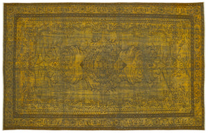 Yellow Over Dyed Vintage Rug 5'8'' x 8'12'' ft 172 x 274 cm