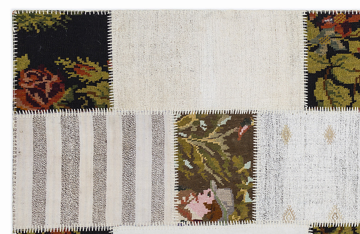 Karabakh Over Dyed Kilim Patchwork Unique Rug 5&#39;3&#39;&#39; x 7&#39;7&#39;&#39; ft 160 x 230 cm