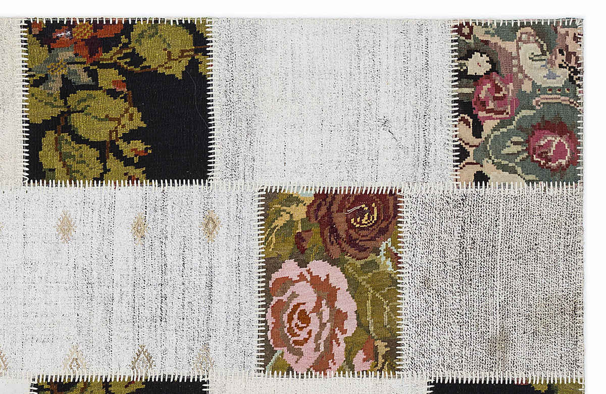 Karabakh Over Dyed Kilim Patchwork Unique Rug 5&#39;3&#39;&#39; x 7&#39;7&#39;&#39; ft 160 x 230 cm