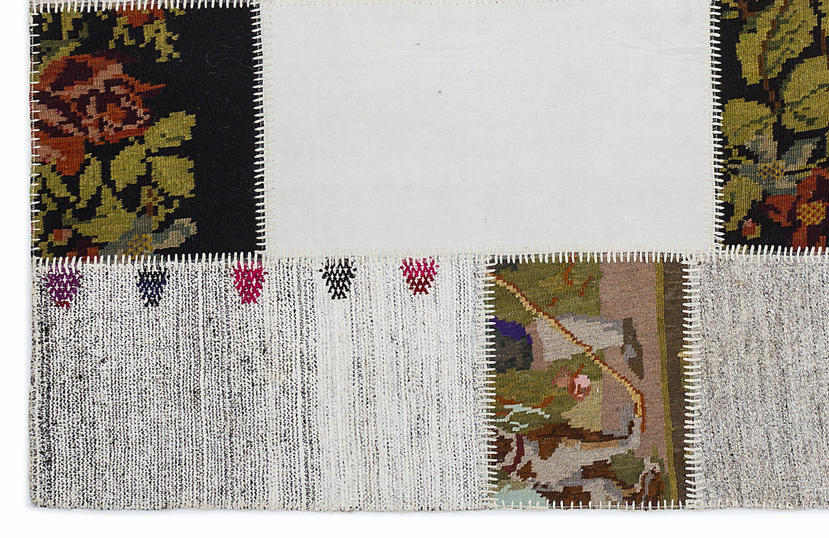 Karabakh Over Dyed Kilim Patchwork Unique Rug 5&#39;3&#39;&#39; x 7&#39;7&#39;&#39; ft 160 x 230 cm