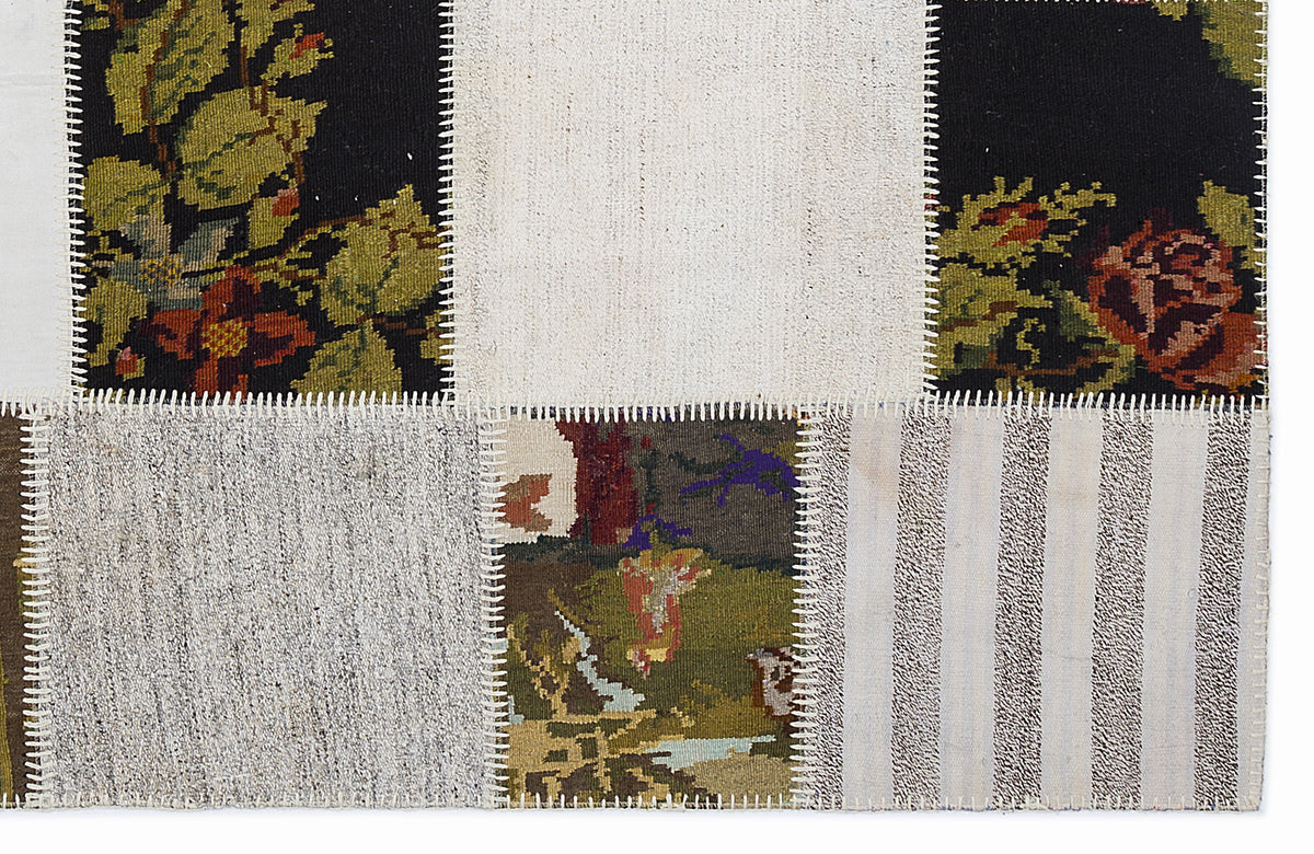 Karabakh Over Dyed Kilim Patchwork Unique Rug 5&#39;3&#39;&#39; x 7&#39;7&#39;&#39; ft 160 x 230 cm