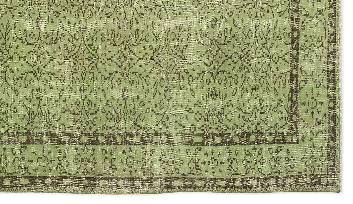 Green Over Dyed Vintage Rug 5&#39;3&#39;&#39; x 9&#39;2&#39;&#39; ft 160 x 280 cm