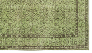 Green Over Dyed Vintage Rug 5'3'' x 9'2'' ft 160 x 280 cm
