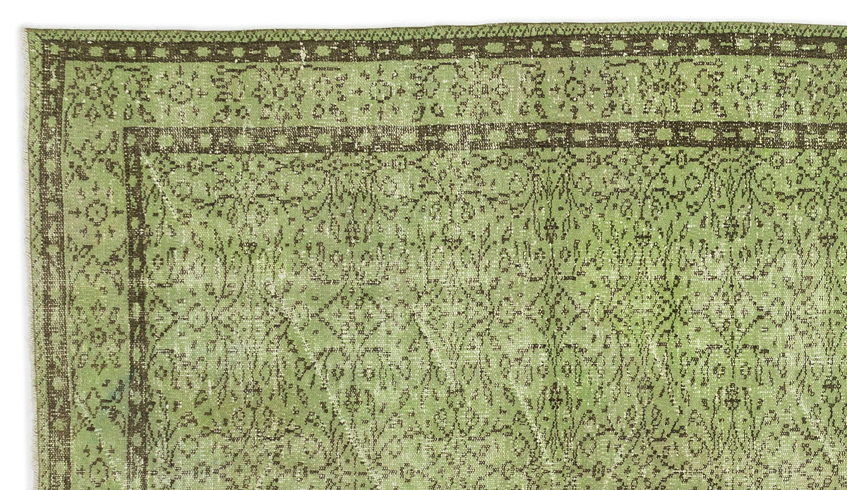 Green Over Dyed Vintage Rug 5&#39;3&#39;&#39; x 9&#39;2&#39;&#39; ft 160 x 280 cm