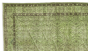 Green Over Dyed Vintage Rug 5'3'' x 9'2'' ft 160 x 280 cm