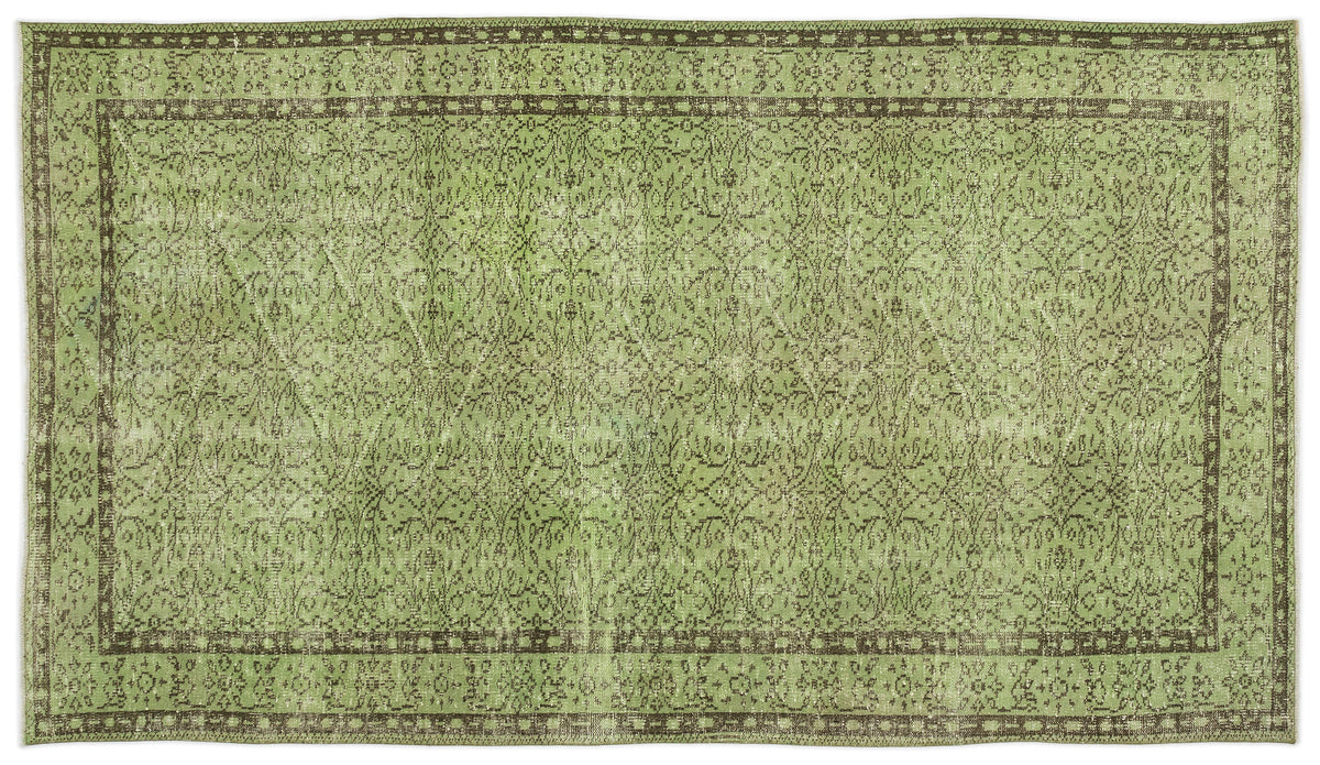 Green Over Dyed Vintage Rug 5&#39;3&#39;&#39; x 9&#39;2&#39;&#39; ft 160 x 280 cm