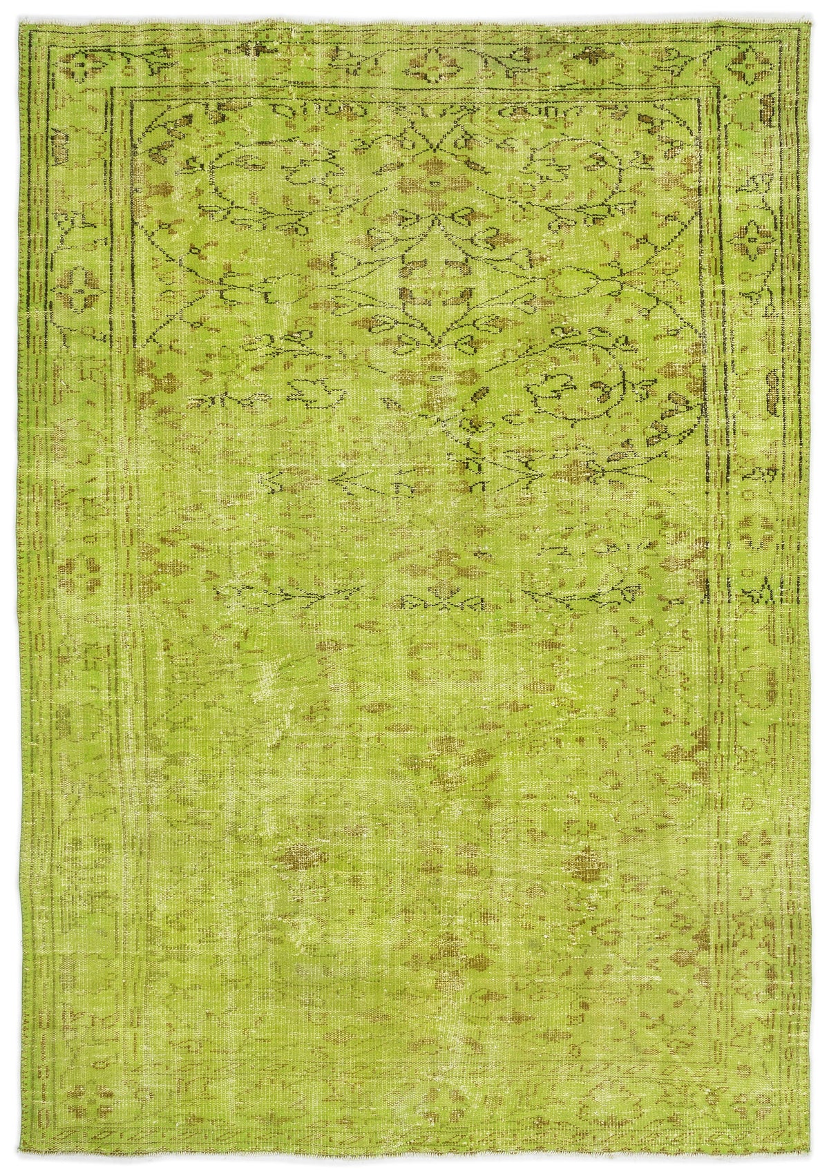 Green Over Dyed Vintage Rug 6&#39;0&#39;&#39; x 8&#39;5&#39;&#39; ft 184 x 256 cm