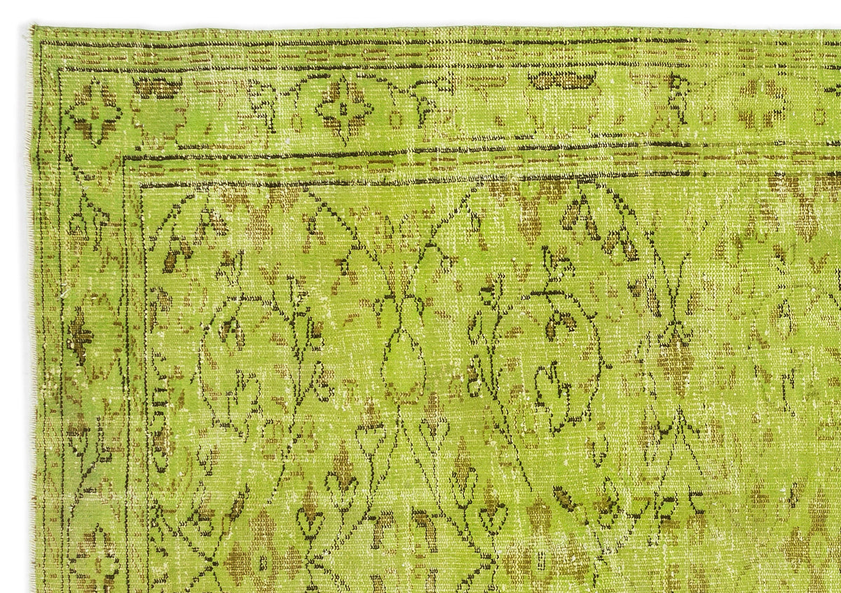 Green Over Dyed Vintage Rug 6&#39;0&#39;&#39; x 8&#39;5&#39;&#39; ft 184 x 256 cm