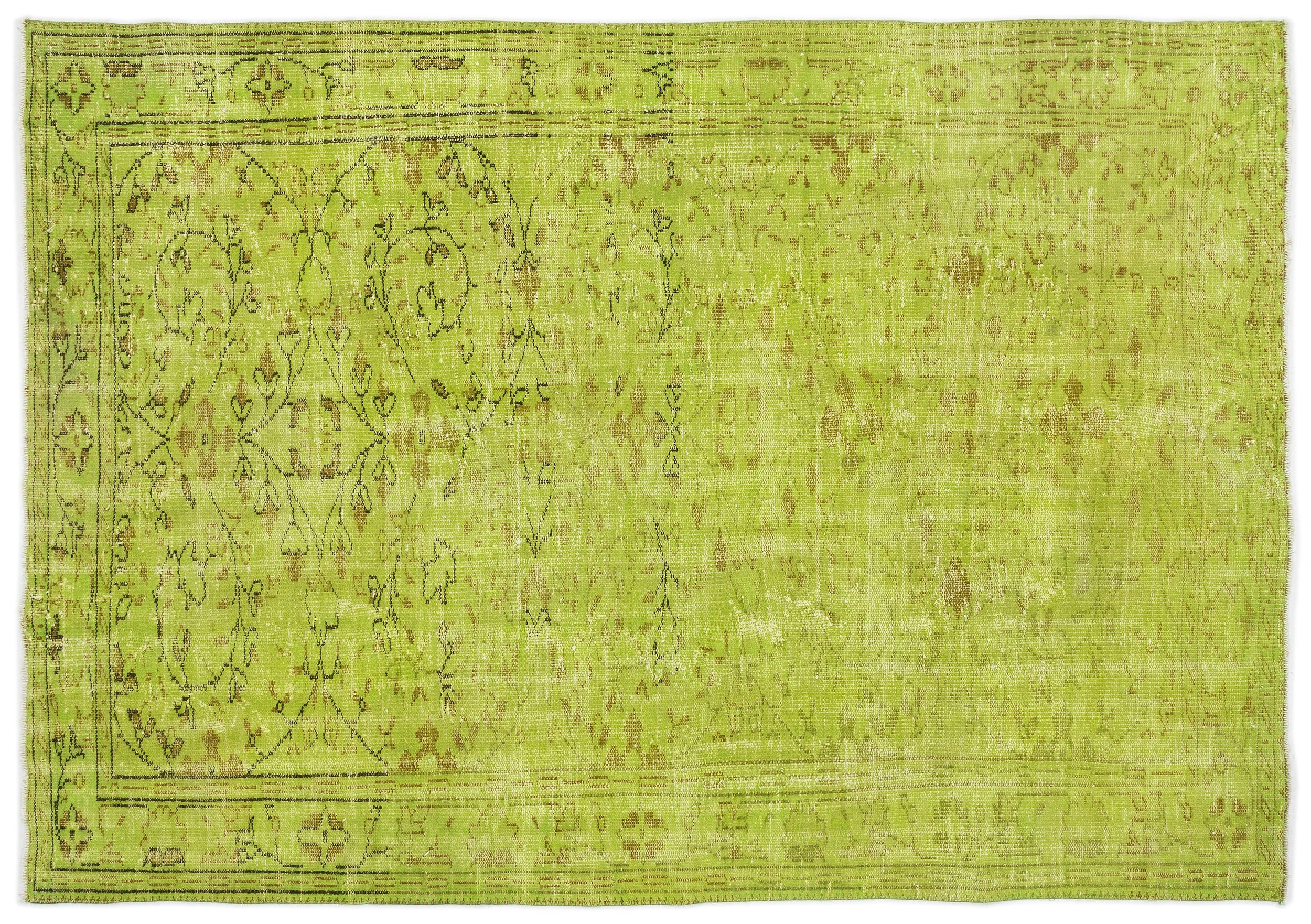 Green Over Dyed Vintage Rug 6'0'' x 8'5'' ft 184 x 256 cm