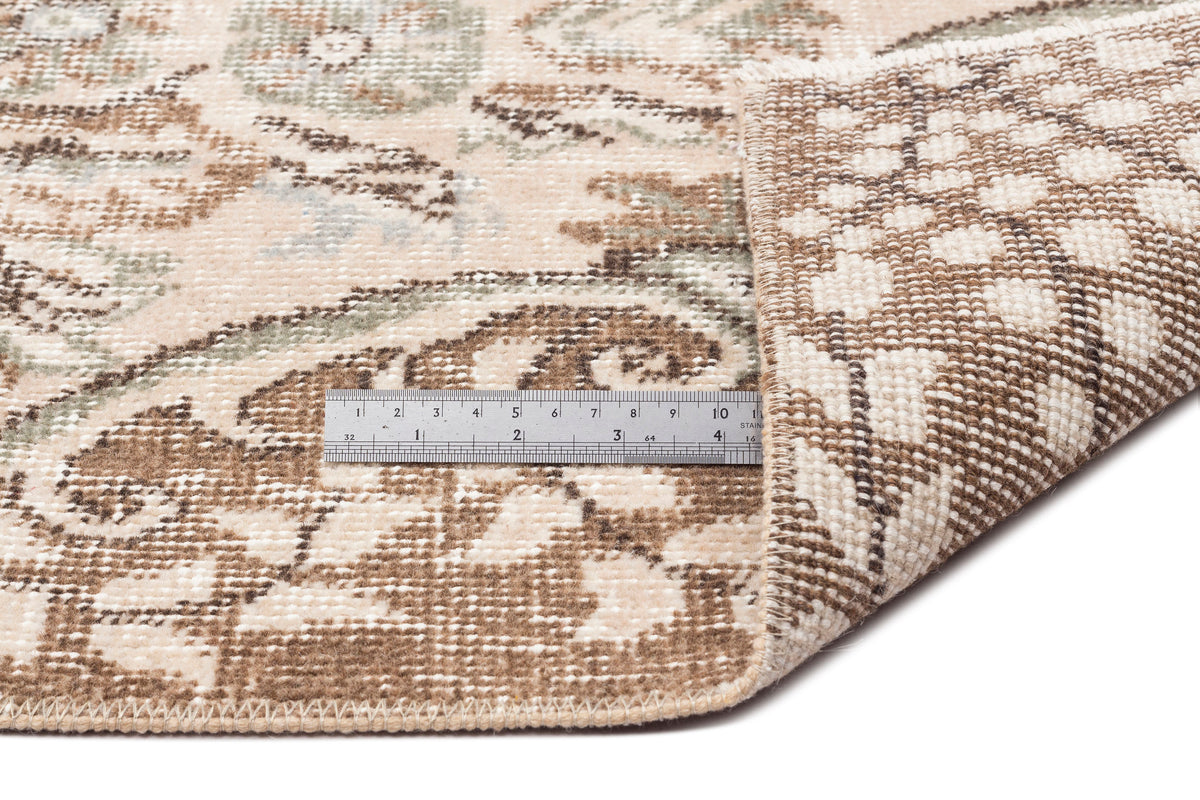Beige Over Dyed Vintage Rug 5&#39;7&#39;&#39; x 8&#39;4&#39;&#39; ft 170 x 255 cm